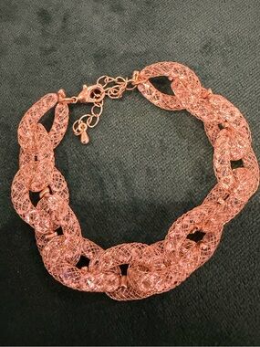 Twisted Mesh Gem Crystal Filled Chain Bracelet - Women Jewelry